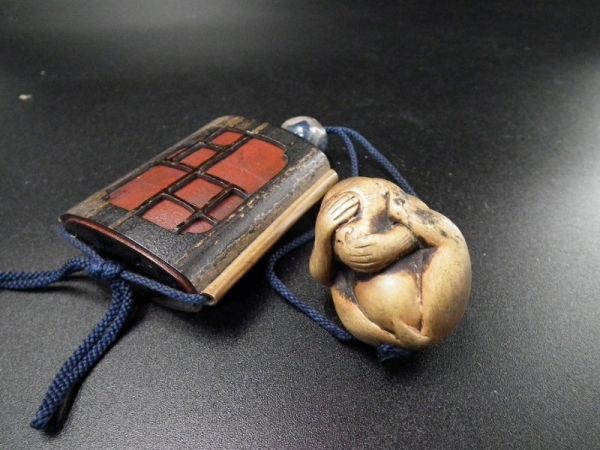 ②☆ 赤寿山石 ☆ 見ざる 言わざる 聞かざる☆ 三猿☆骨董品