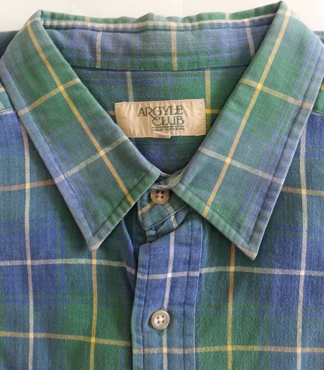◇ARGYLE CLUB シャツ アーガイルクラブ SIZE XL グリーン系チェック  