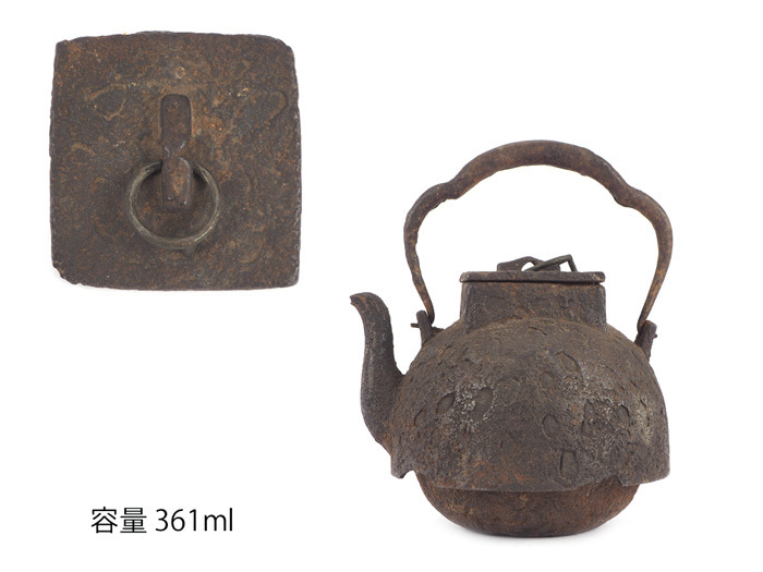 銀摘み在名鉄瓶茶釜の銅蓋 銀摘み在名鉄瓶茶釜の銅蓋 銀摘み在名鉄瓶茶釜の