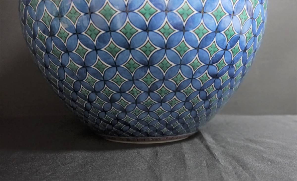 Yahoo!オークション 美品 村上玄輝 作 花瓶 有田焼 染錦七宝繋文/七宝