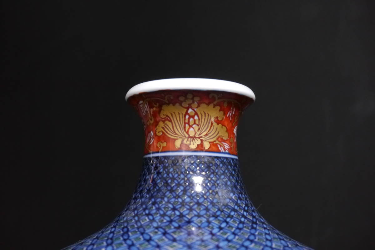 Yahoo!オークション 美品 村上玄輝 作 花瓶 有田焼 染錦七宝繋文/七宝