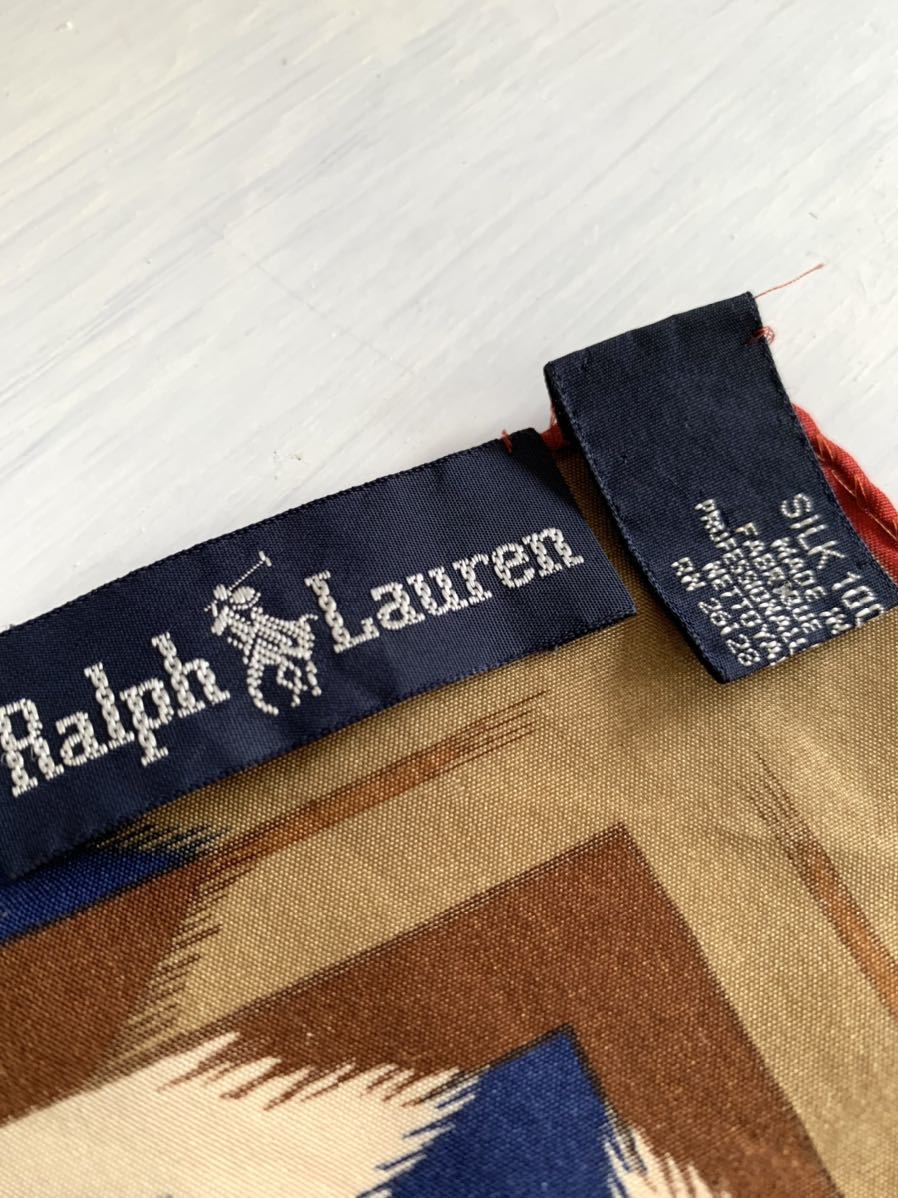 ポロラルフローレン ネイティブ柄のシルクスカーフ LAUREN ラルフ