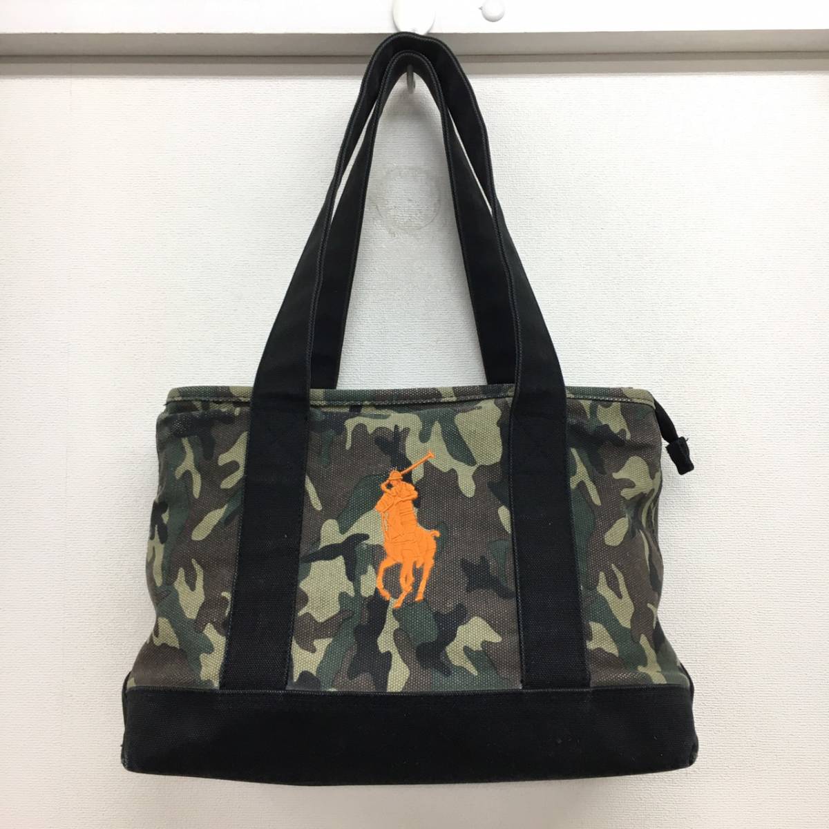 □POLO RALPH LAUREN トートバッグ 迷彩柄×黒 ポロラルフローレン