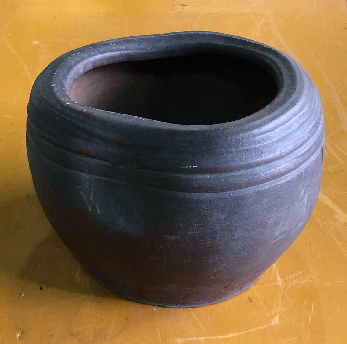 KTH-036 睡蓮鉢 水瓶 大壺 水甕 かめ 古美術 高さ約27cm 睡蓮