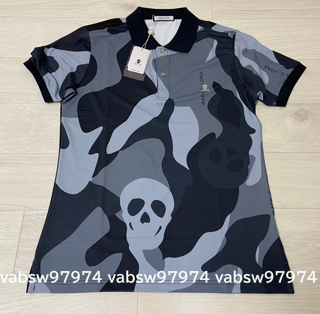 MARK&LONA - coco 中古 マークアンドロナ MARK&LONA メンズ 半袖ポロシャツ M 濃ピンク パイル地 スカルワッペン 中古 メンズ マークアンドロナ MARK&LONA 半袖ポロシャツ M 濃ピンク