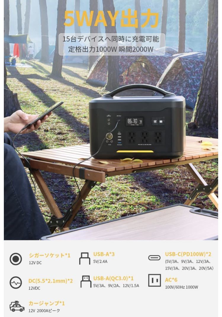 ポータブル電源 ポタ電 大容量 60000mAh 同時最大出力268W 蓄電池