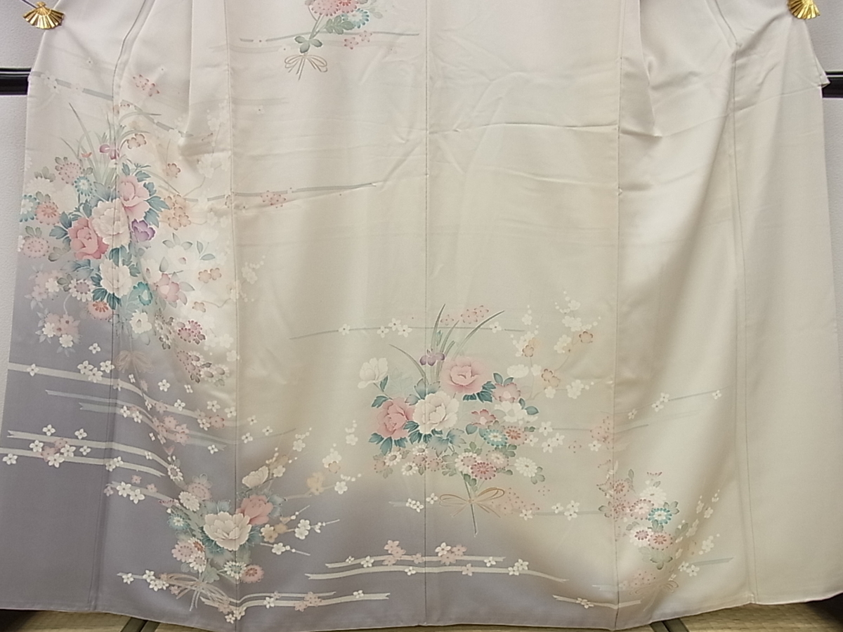 花美人着物■訪問着　総刺繍　吹寄せ花文　暈し染　金糸　鬼しぼ縮緬　逸品　未使用　h015 逸品 暈し染め 花美人着物□訪問着 吹き寄せ宝尽くし花文 平和屋着物▽訪問着 1g1106