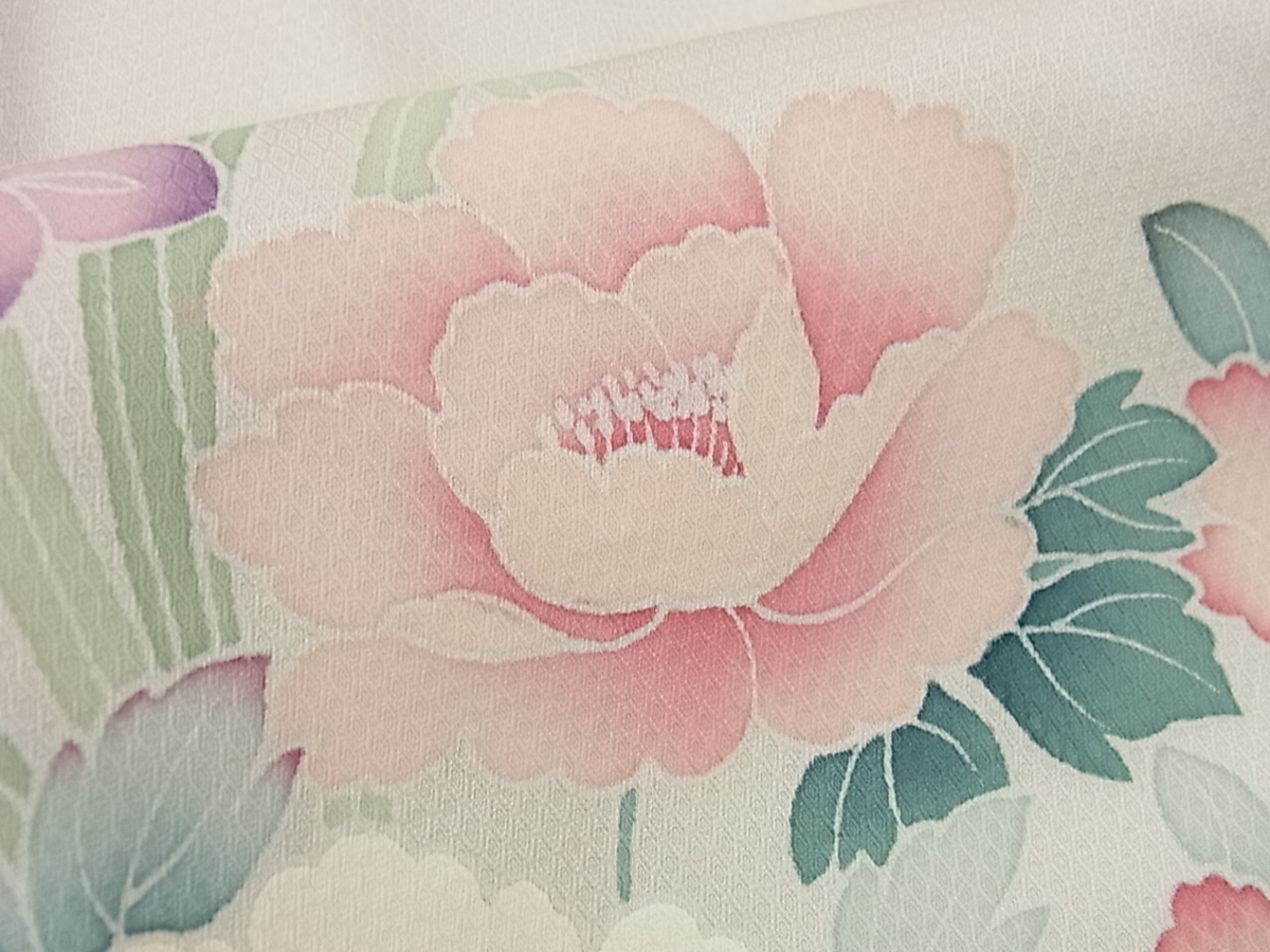 花美人着物□訪問着 友禅 刺繍 花束文 暈し染 逸品 sa0759