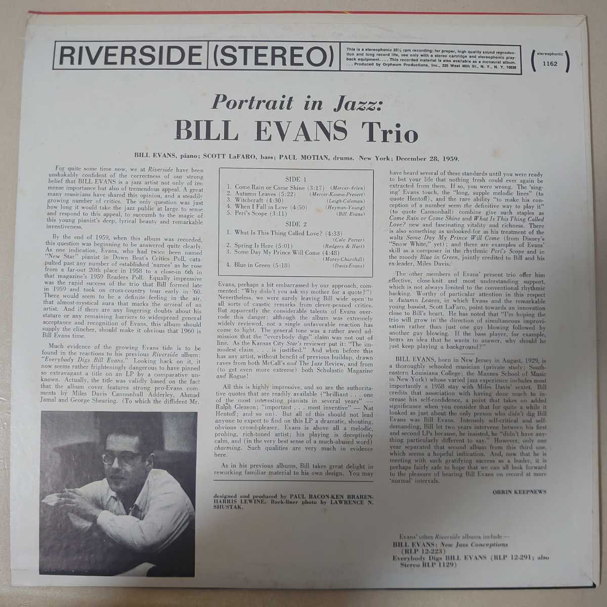 Portrait Jazz In Bill Evans Vinyl – Trio - in | + Riverside (LP