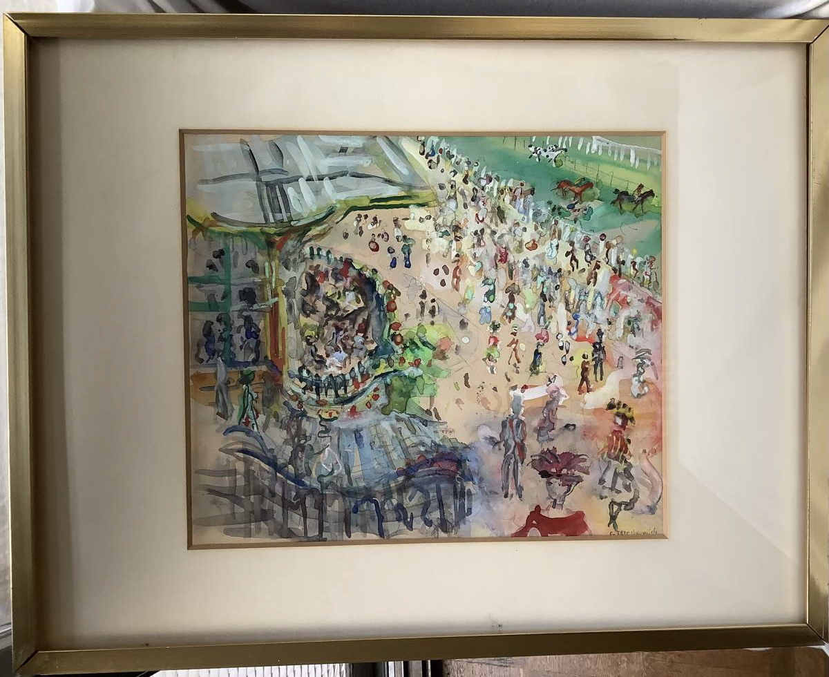 コンスタンティン テレスコビッチ ロシア人 美しい色調の水彩画 遊園地 