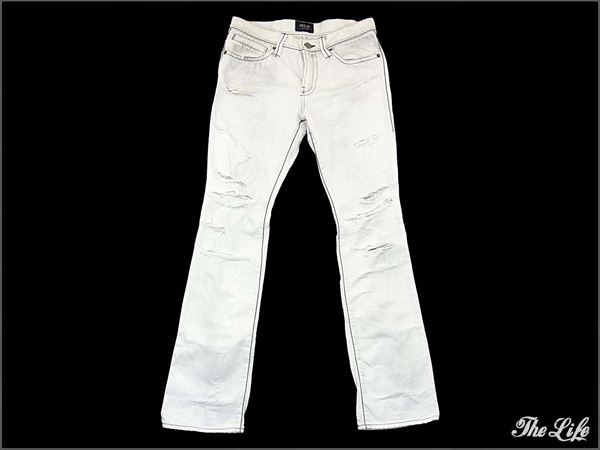 即決14AW DELAY by win&sonsクラッシュデニムパンツ2⁄白