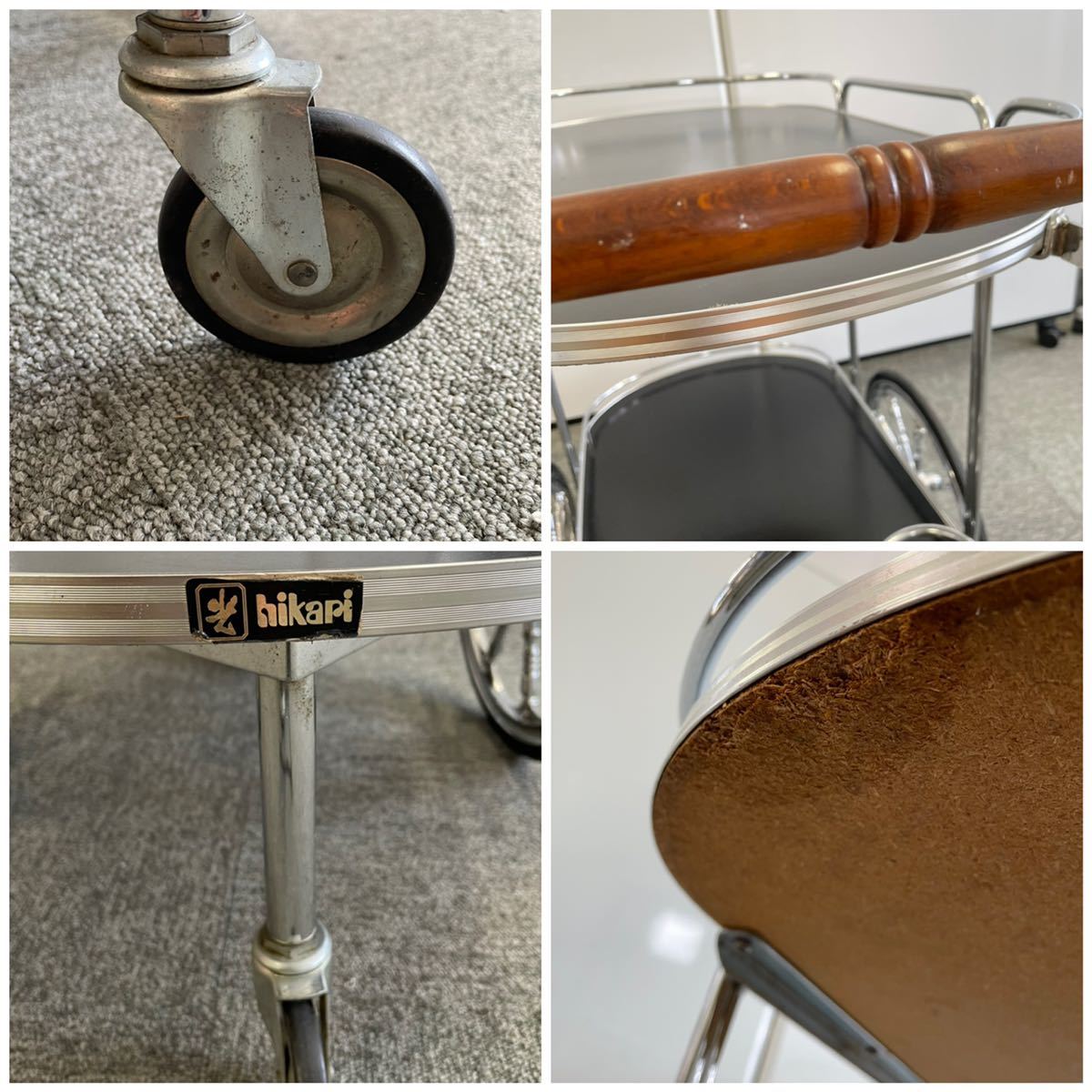 アンティーク】光製作所 アイアンフレーム キャスター付 サイドワゴン