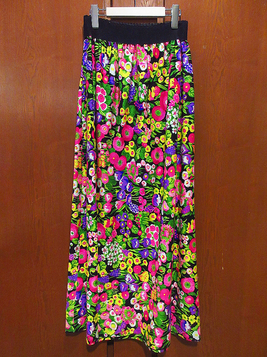 ビンテージ70’s●花柄フレアスカート実寸W64cm●220412m1-w-skt-W25レトロレディース総柄1970s