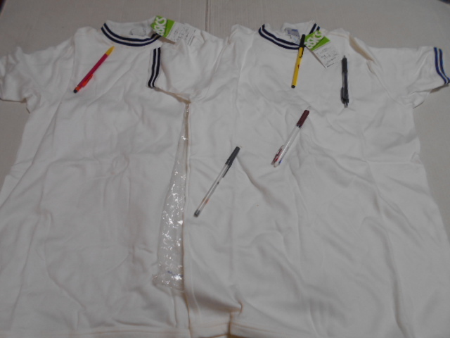 ２枚　O 　白×濃紺　U-352　jelenk　ジェレンク　アシックス　半袖　Tシャツ　体操着　体操服　昭和レトロ　未使用カビシミ汚れ！