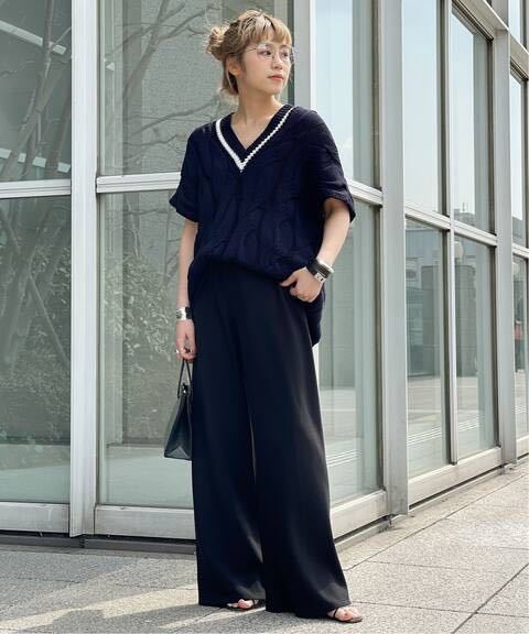 AP STUDIO エラスティックパンツ 38 ブラック 人気エラスティック