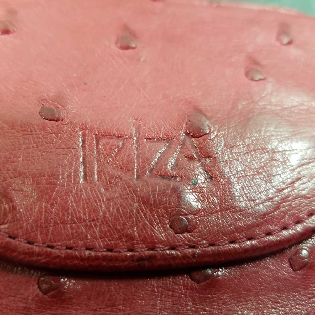 301【同梱NG】イビザ IBIZA Wホック 財布 オーストリッチ ワインレッド 