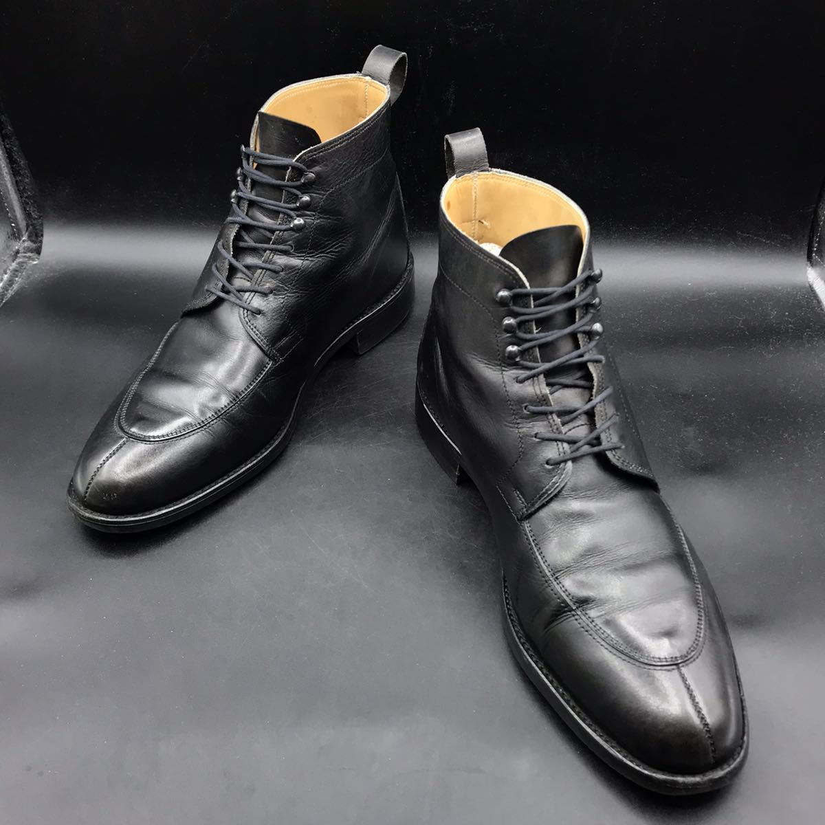 ブラックレザー レースアップシューズロイドフットウェア