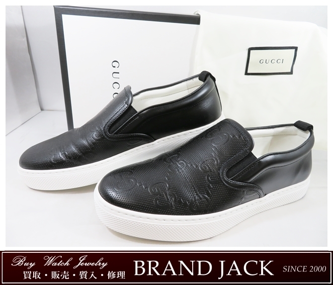 ◇美品 GUCCI グッチ GGエンボス メンズ スリッポン スニーカー 