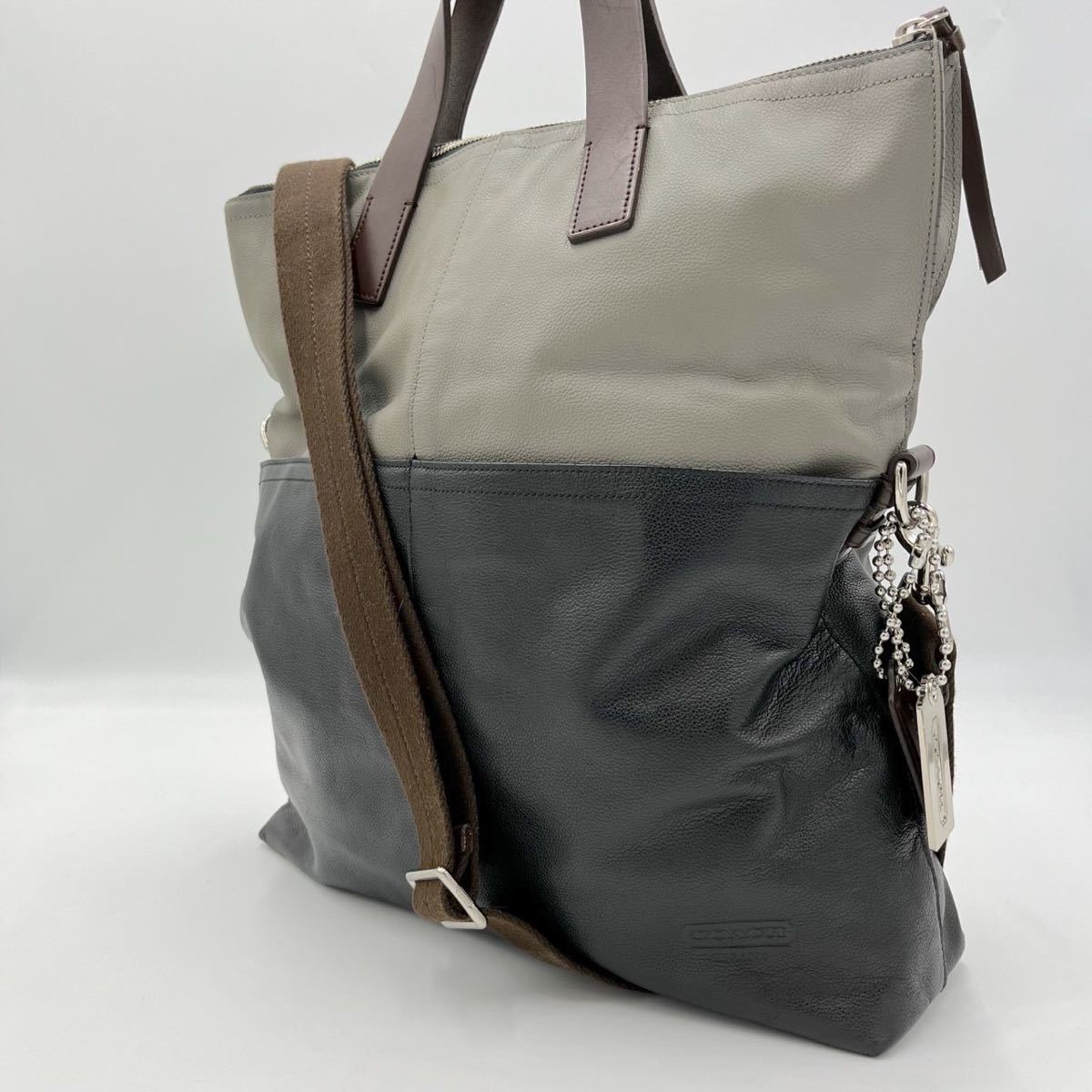 1円【極美品】COACH コーチ メンズ ビジネス トートバッグ ショルダー 