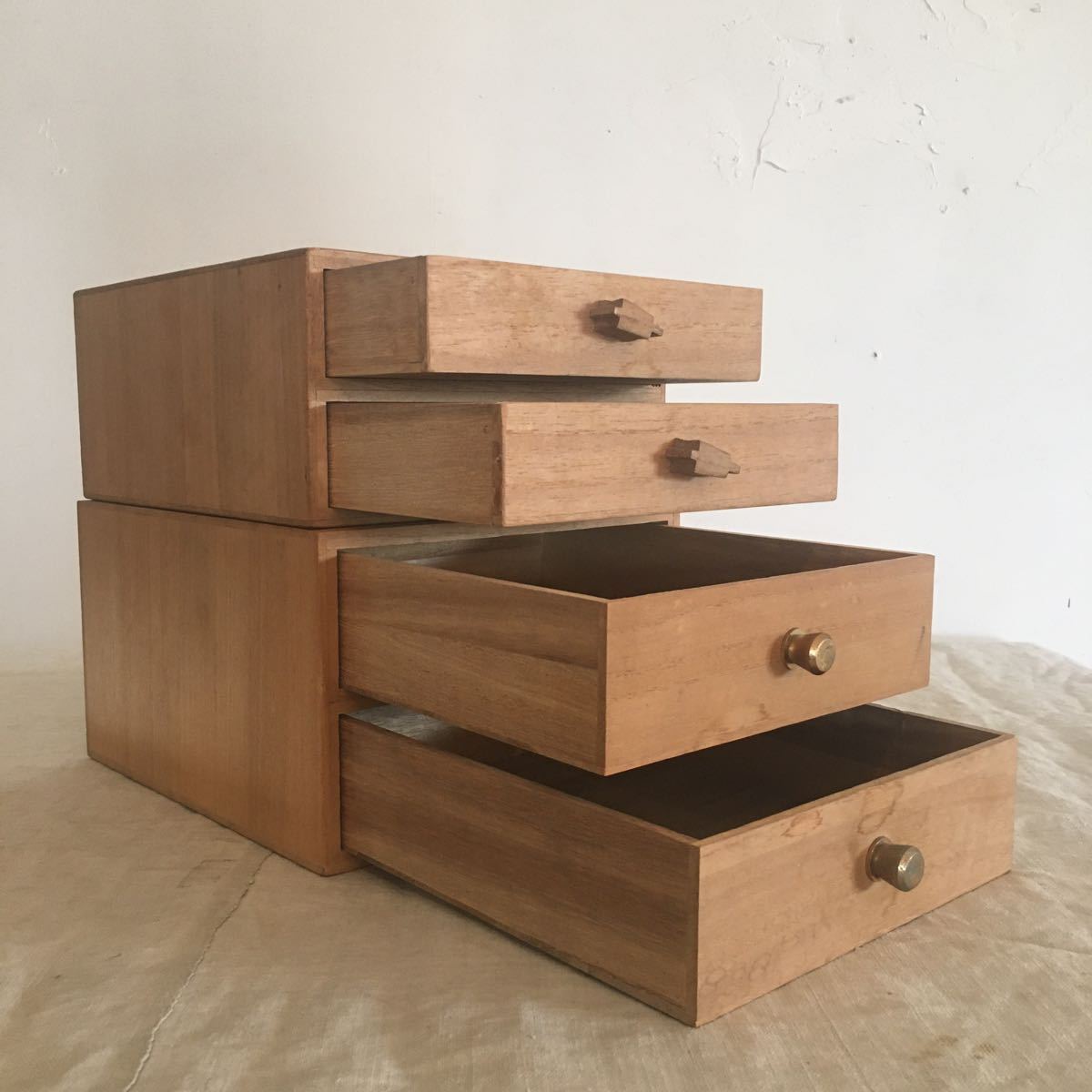 ヴィンテージ 木製 2段 小引き出し 2セット チェスト 木箱 引出