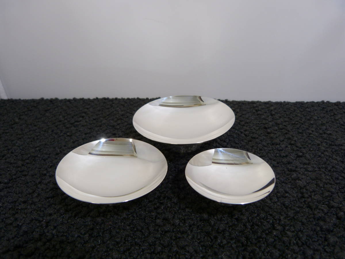 純銀 銀杯三重盃 尚美堂造