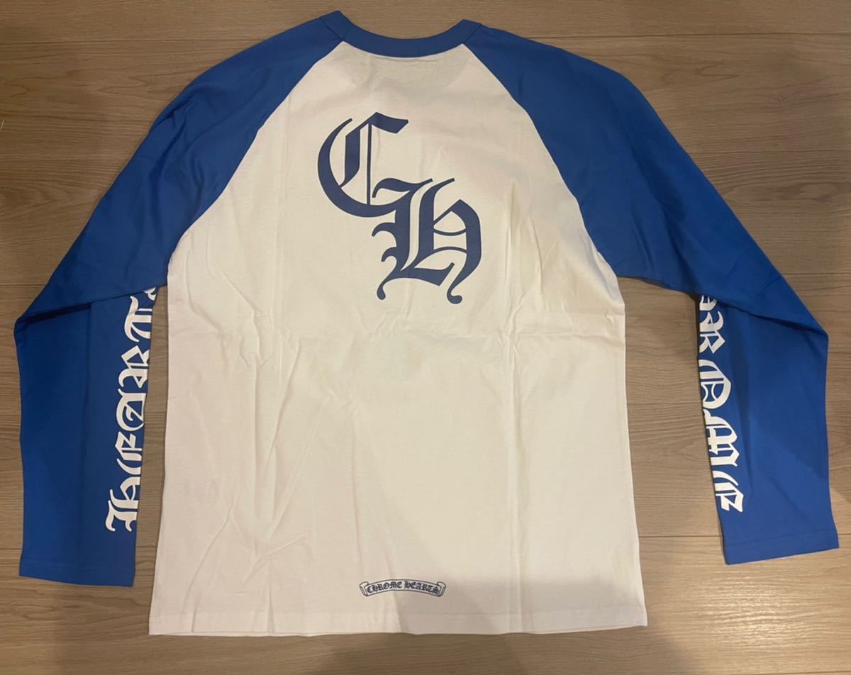 ロムハーツ 長袖 ラグラン袖 chrome hearts ロンt ロングスリーブ 青 t 