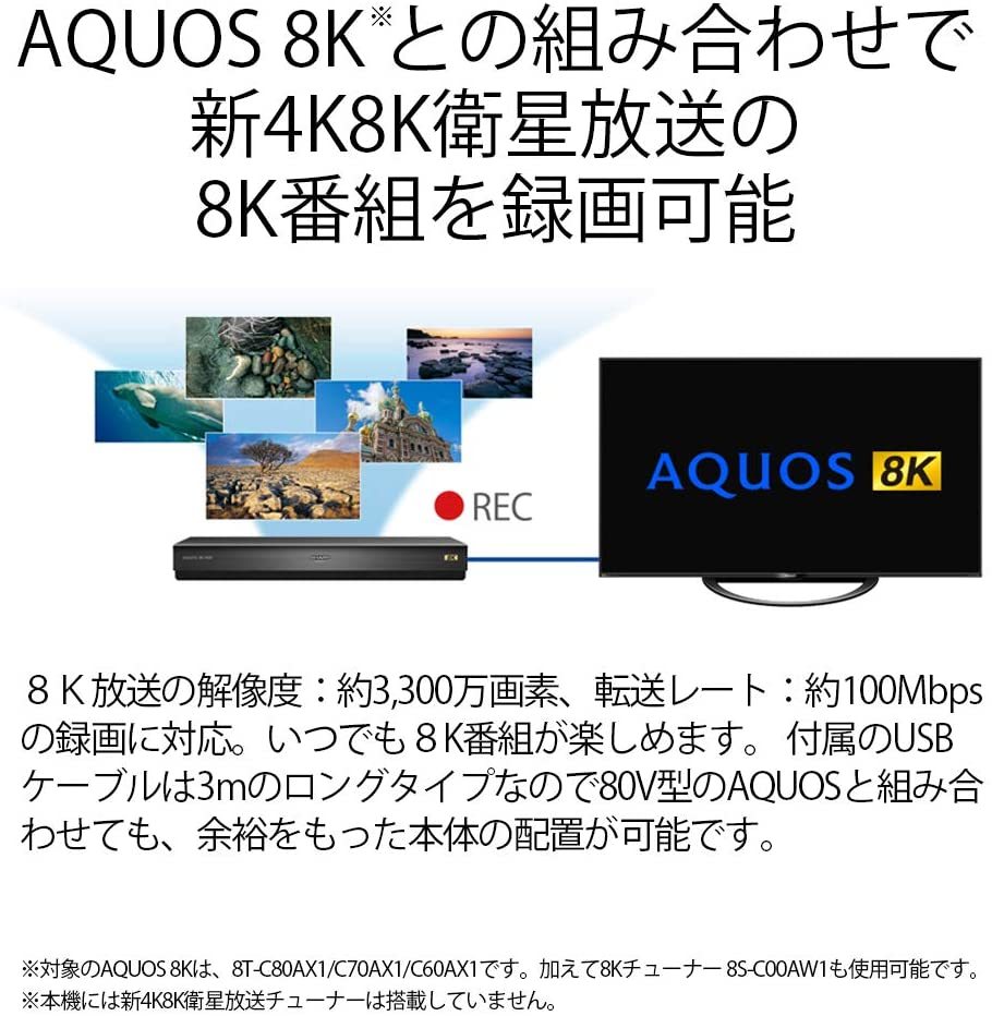展示☆保証☆SHARP シャープ 8R-C80A1 8K対応USBハードディスク 新4K8K 