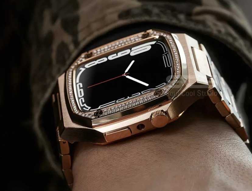 42mm 44mm 45mm 薔薇金色 apple watch メタル ダイヤモンド ジルコニア