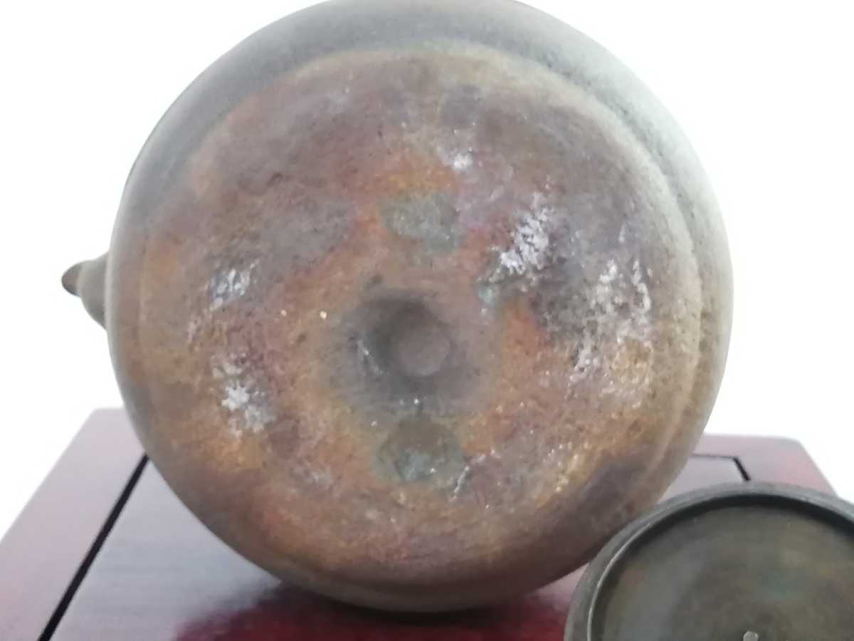 釜師 金森紹栄 造鉄瓶 斑銅蓋 梅花摘 砂鉄 茶道具 急須 検索参考 龍文 