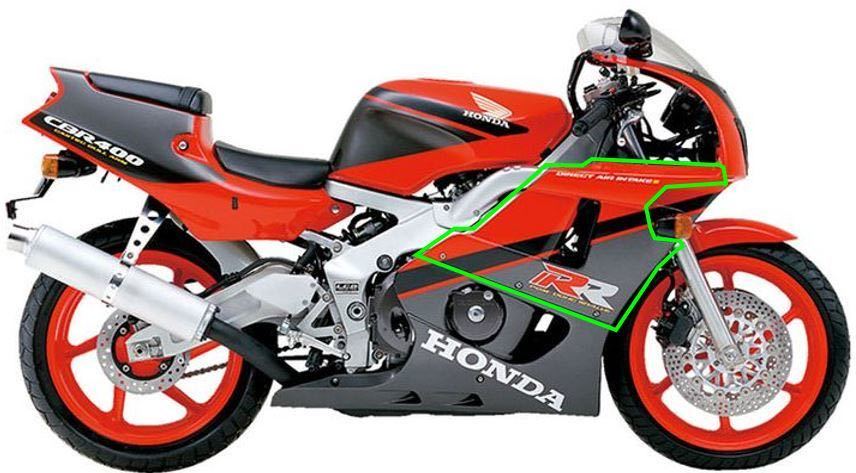 CBR400RR NC29 バイクカウル フェアリング 赤 ヨンダボ CBR400RR (NC29) カウル右のみ 純正 新品 レッド/ブラック(サイド