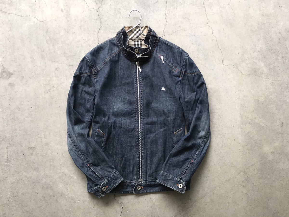 BURBERRY BLACK LABEL ノバチェック柄切り替え デニム スイングトップ