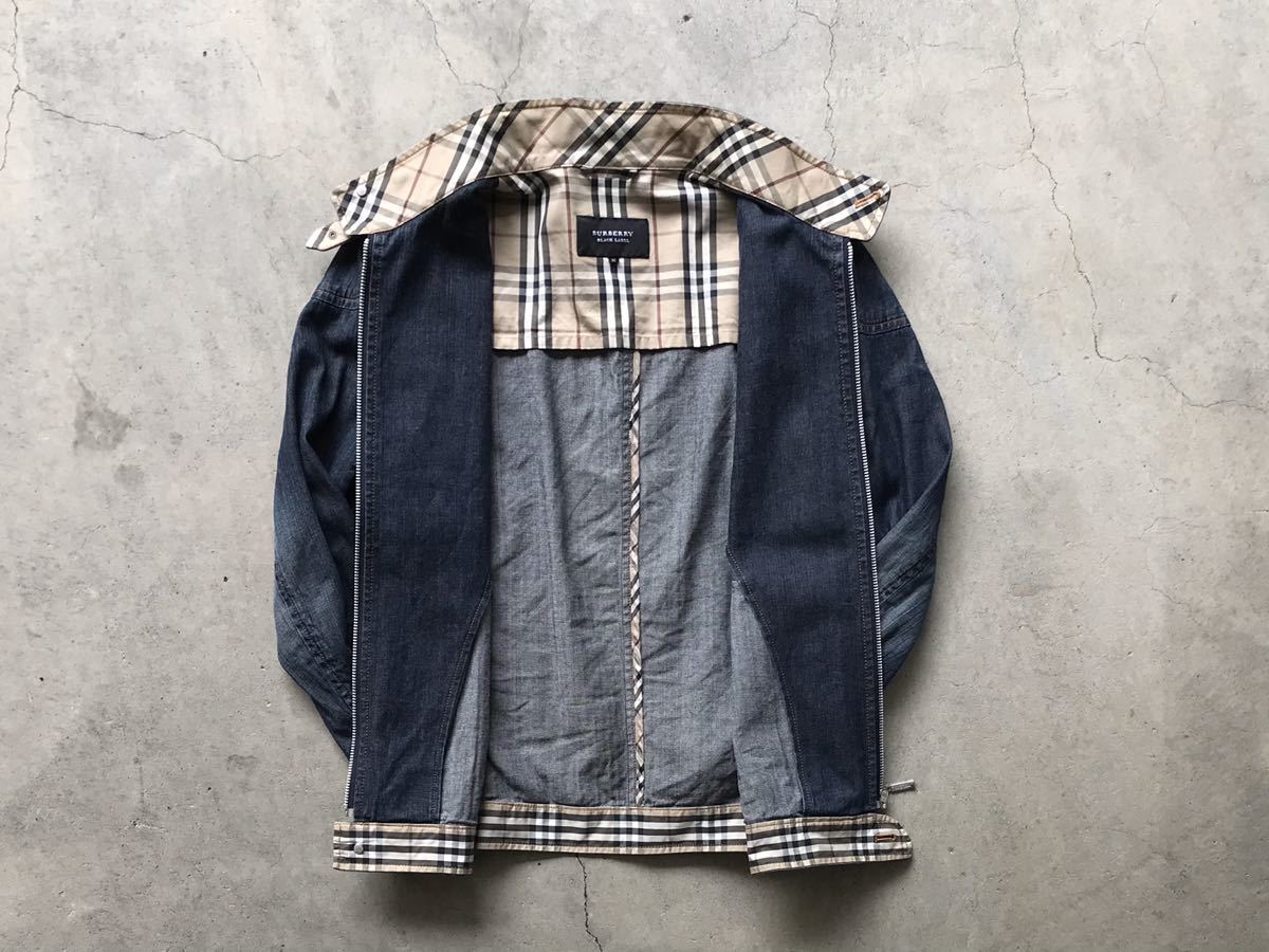 BURBERRY BLACK LABEL ノバチェック柄切り替え デニム スイングトップ