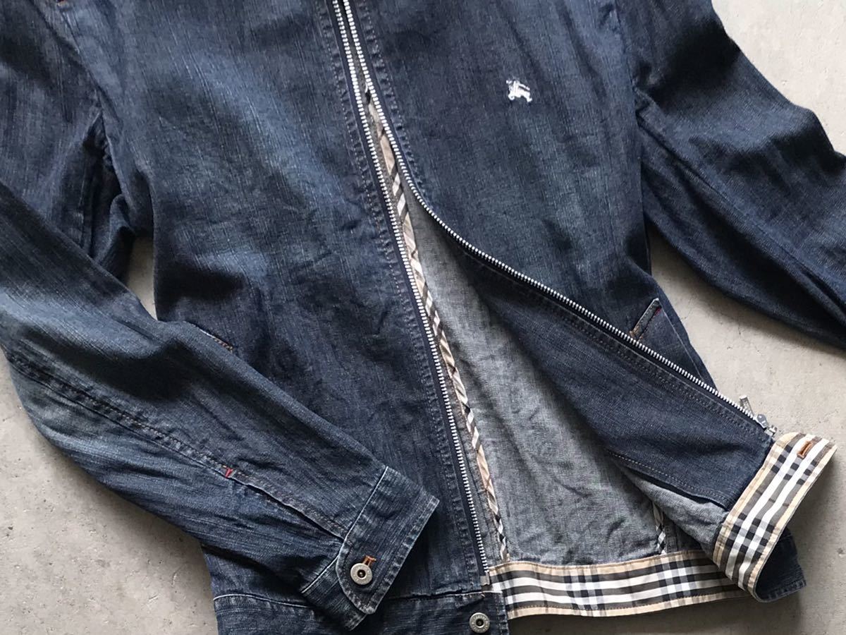 BURBERRY BLACK LABEL ノバチェック柄切り替え デニム スイングトップ