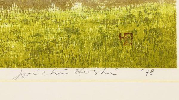 【真作】【WISH】星襄一「野の(A)」木版画 約20号 大作 1978年作 直筆サイン 金箔仕様 ◆人気作 　　〇樹の木版人気作家 #22043043