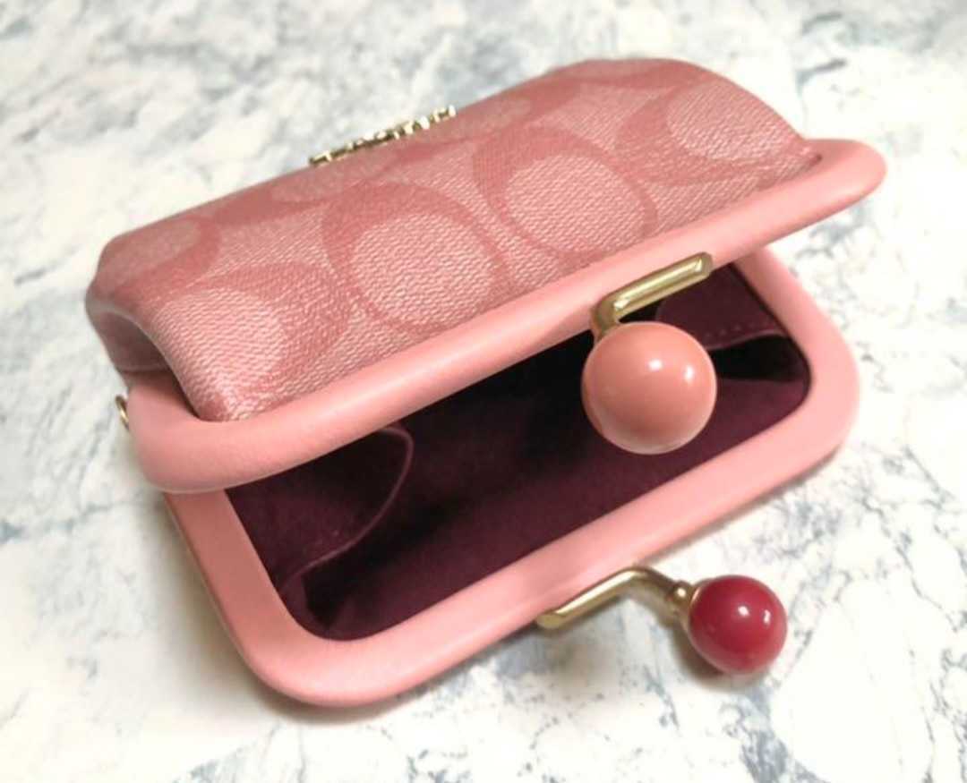 コーチ COACH キスロック がま口 ピンク コインケース 小銭入れ コイン ブラック ミディアム ウォレット １円スタート☆新品未使用COACH 未使用品・キスロック G6913コーチ&frasl;COACH 大きめ ハンドバッグ
