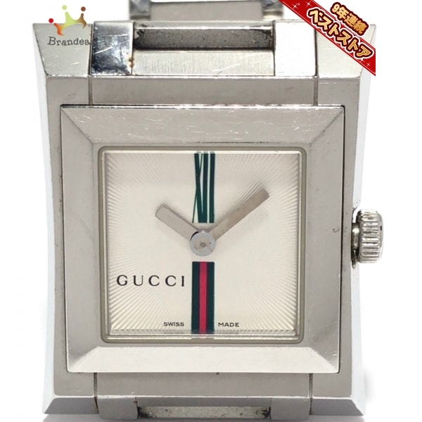 GUCCI(グッチ) 腕時計 - 111L レディース シェリー シルバー×グリーン 