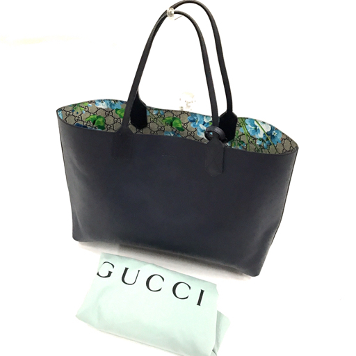 美品 グッチ GGブルームス リバーシブル ショルダー トートバッグ PVC  
