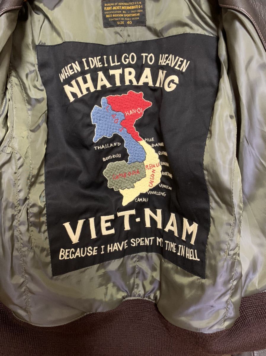 超美品 BUZZ RICKSON'S 40 VIETNAM EMB'D LINING BR80559 G-1 フライト