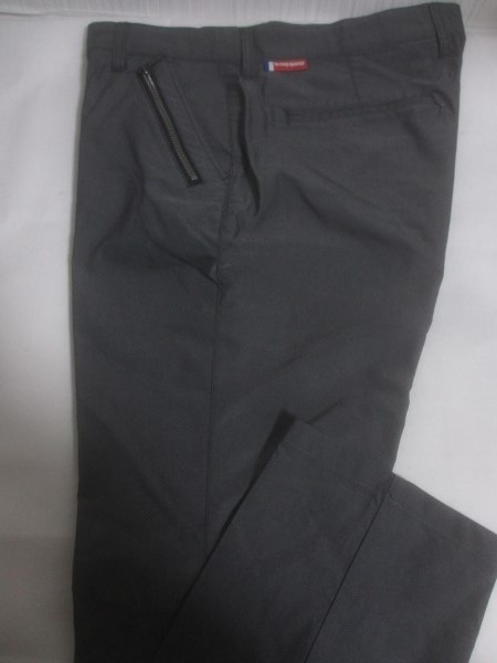 P31男■訳有美品ルコック Men'sノータックパンツ/USED/w88/霜降り風黒/少し光沢あり/薄手