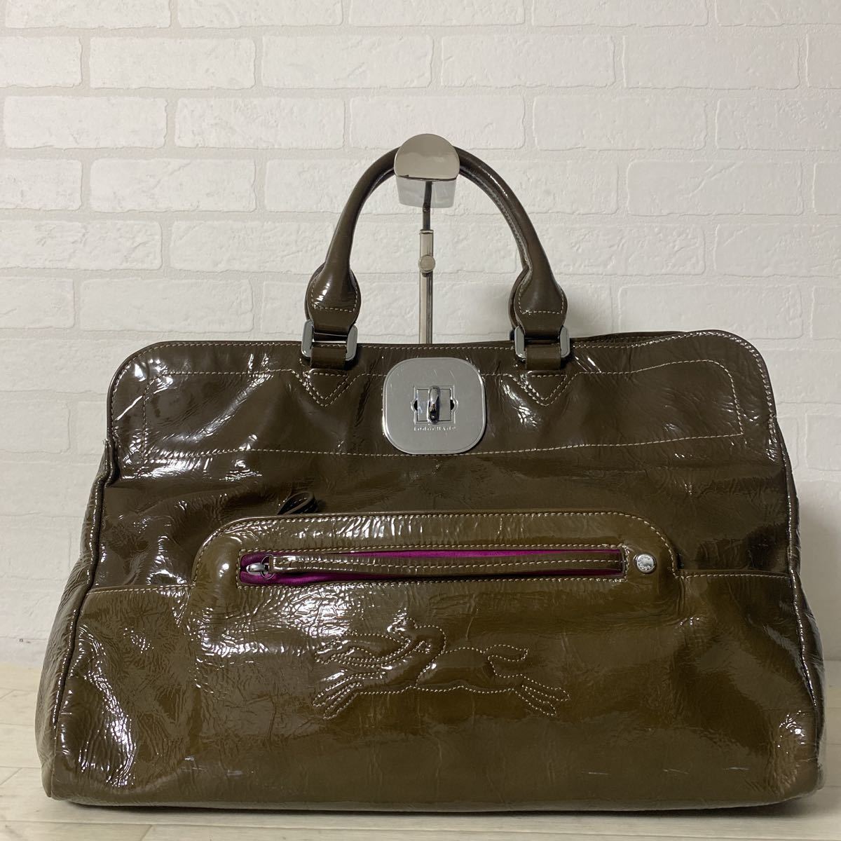 2655☆ LONGCHAMP ロンシャン ハンドバッグ トートバッグ エナメル  