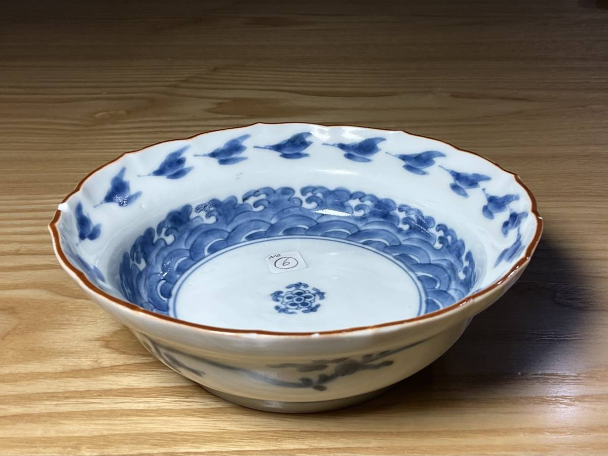 染付 江戸中期 藍柿右衛門 翔)古伊万里 柿右衛門 鶉 粟