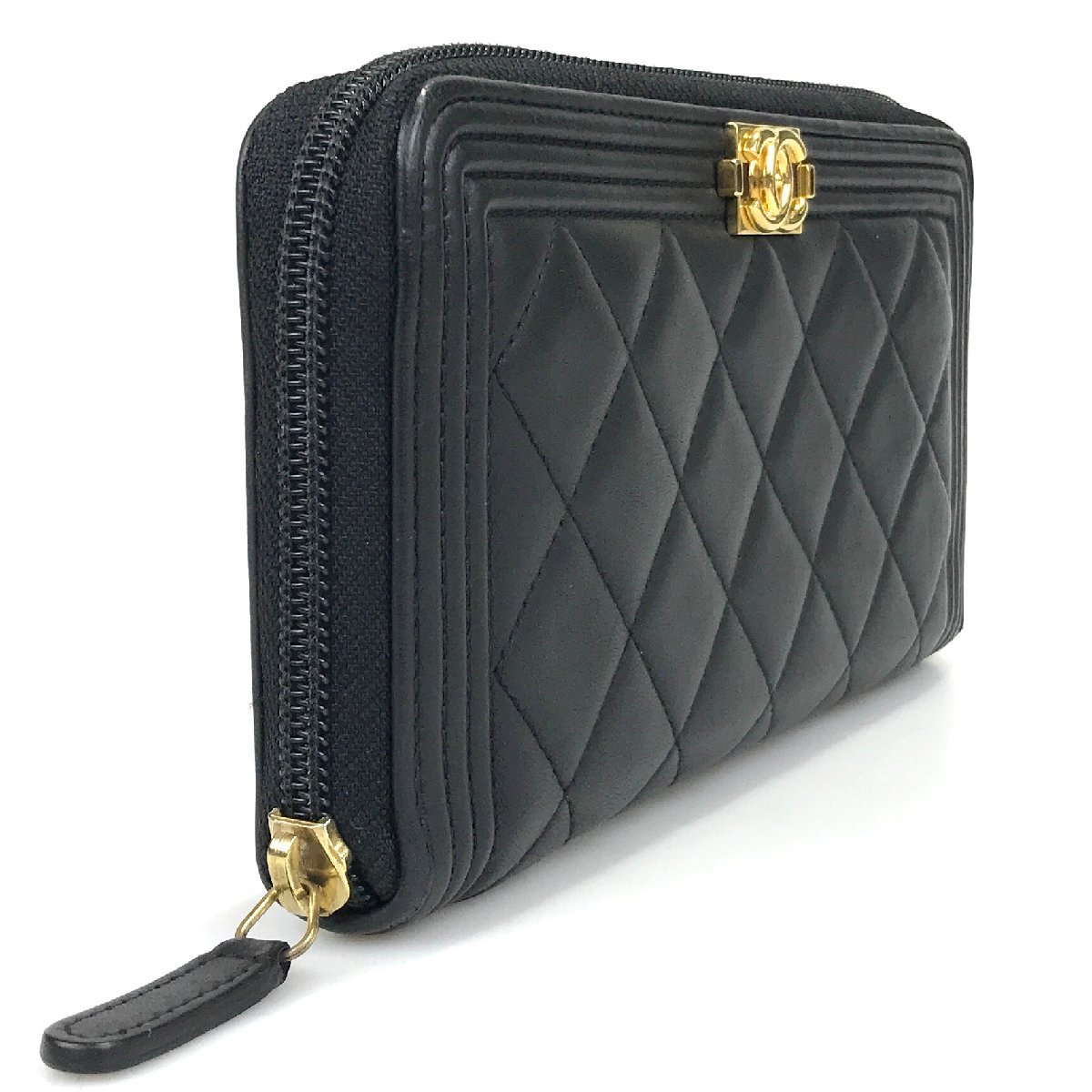 美品】シャネル CHANEL ボーイシャネル 長財布 マトラッセ ラウンド 