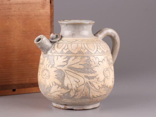 古美術 朝鮮古陶磁器 李朝 掻落 水注 古作 時代物 極上品 初だし品