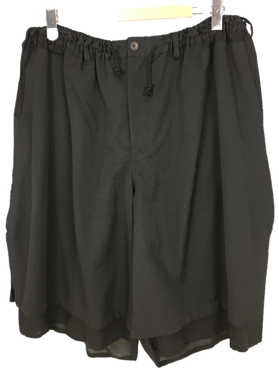 yohji yamamoto POUR HOMME◆19SS/ショートパンツ/3/ウール/BLK/無地/HH-P95-100/イージーパンツ/デザイナーズ yohji yamamoto POUR 0 レイヤードパンツ PANTS｜THE