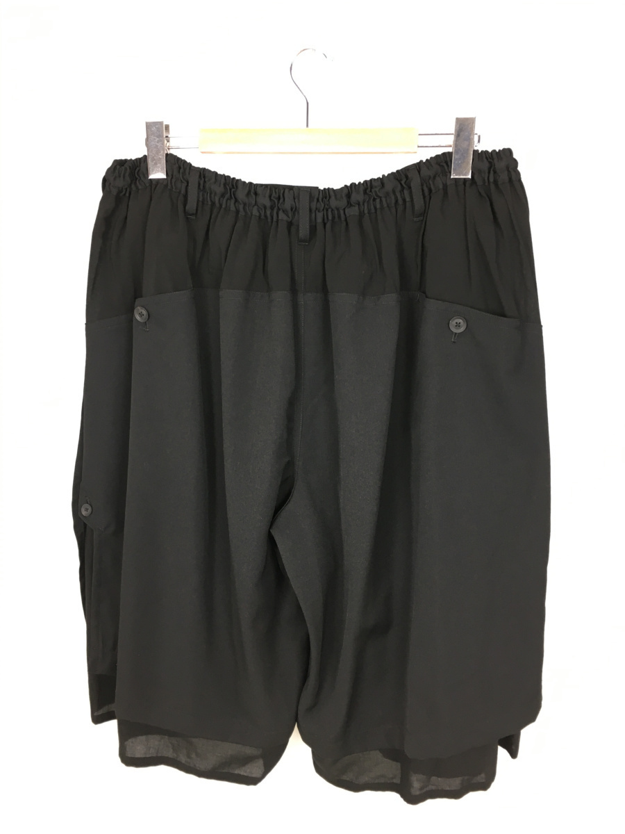 yohji yamamoto POUR HOMME◆19SS/ショートパンツ/3/ウール/BLK/無地/HH-P95-100/イージーパンツ/デザイナーズ yohji yamamoto POUR 0 レイヤードパンツ PANTS｜THE