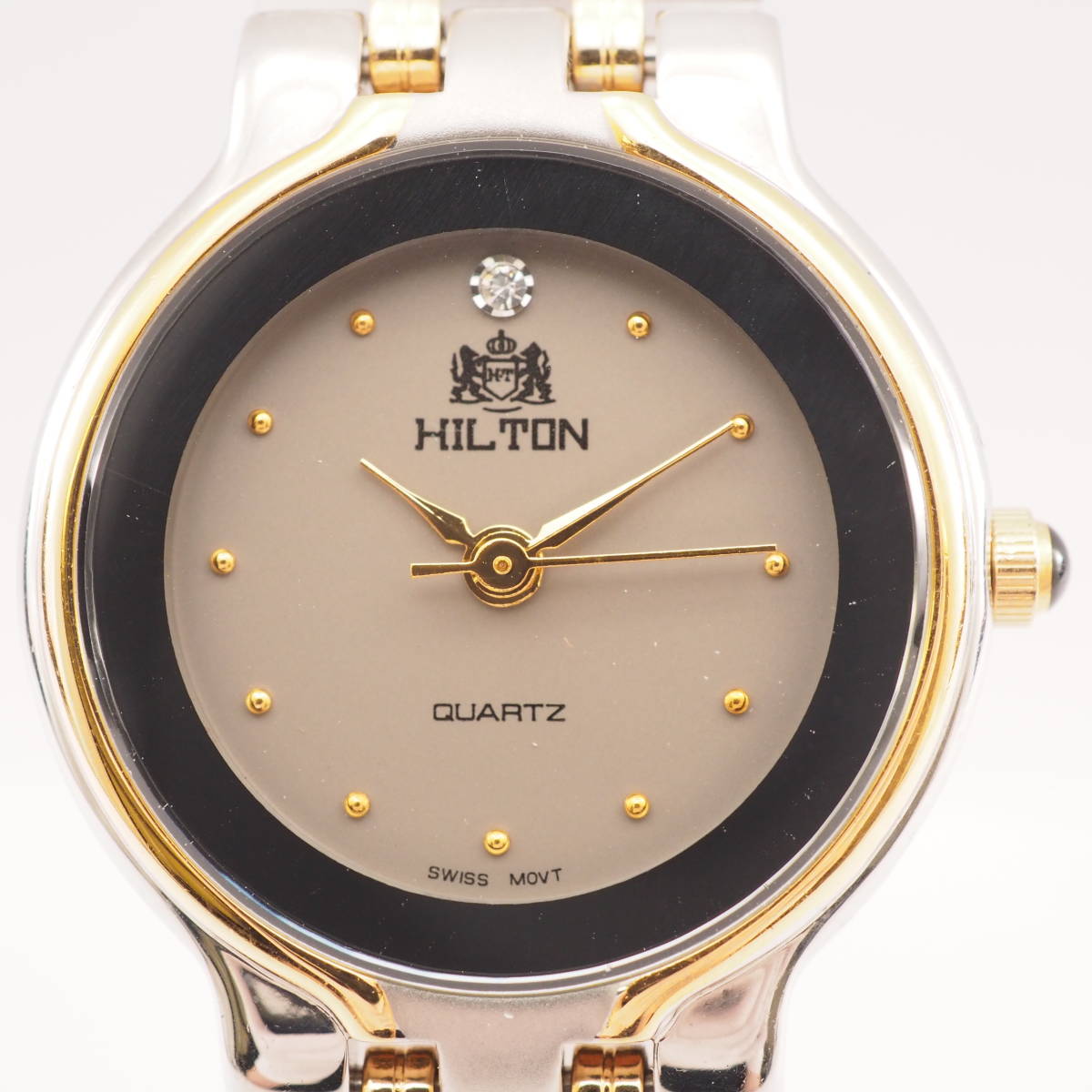 ヒルトン HILTON QUARTZ 18K GOLD ELECTRIC PLATED クォーツ コンビ 