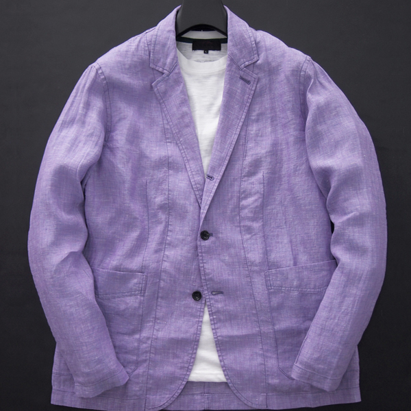 新品 3.5万 ジョセフアブード イタリア生地 CANCLINI リネン サマー ジャケット 3L 紫 【J41362】 JOSEPH ABBOUD 春夏 カジュアル