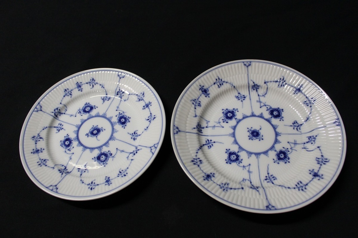 【8dP04471D】★1円スタート★ROYAL COPENHAGEN★ロイヤルコペンハーゲン★プレート★2枚★ブルーフルーテッドプレイン★皿★ブランド食器_3