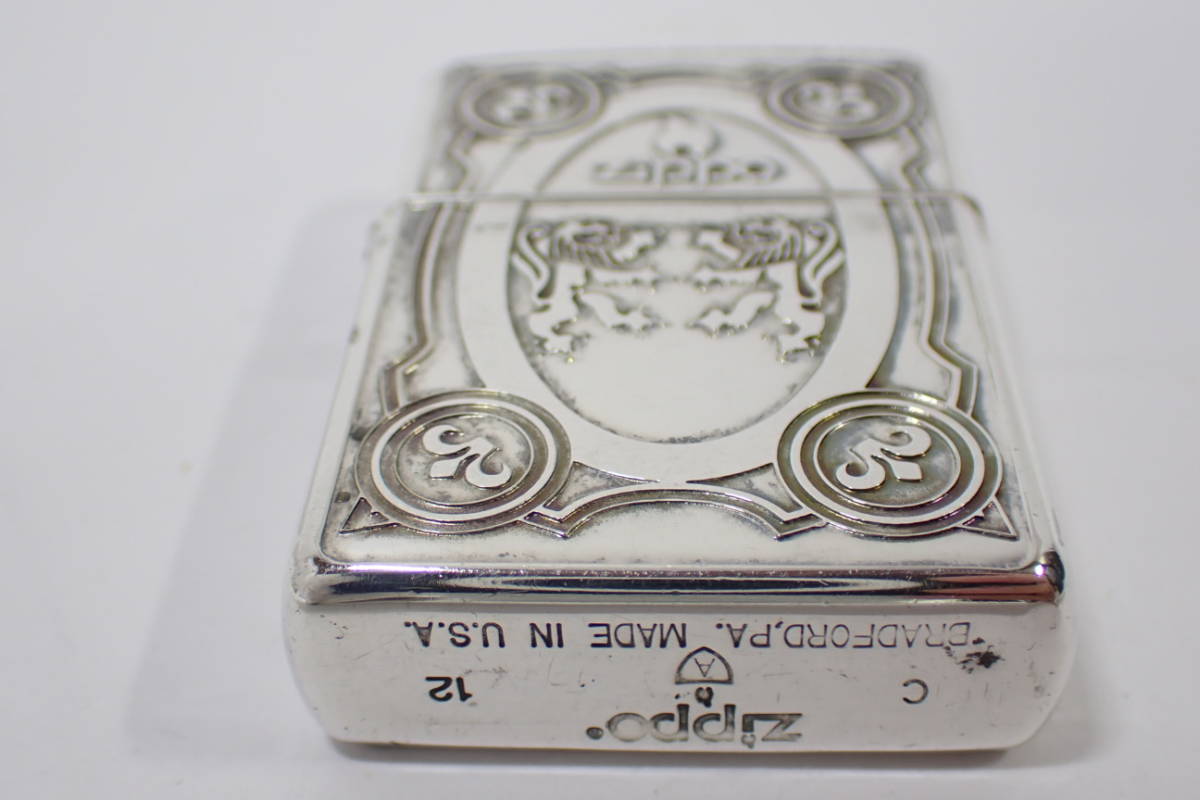 67291【 C ZIPPO 12 】ARMOR アーマー 旧ロゴ ジッポー 両面 彫刻 彫金 