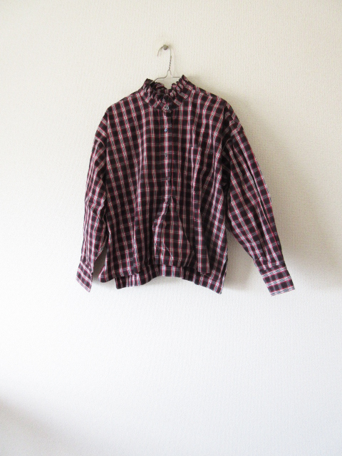美品 ISABEL MARANT ETOILE / イザベルマランエトワール コットンチェック スタンドフリルカラーシャツ 34 * レディース ブラウス
